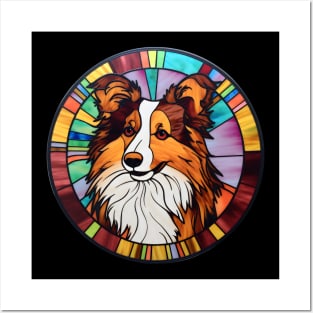 Stained Glass Sheltie Posters and Art